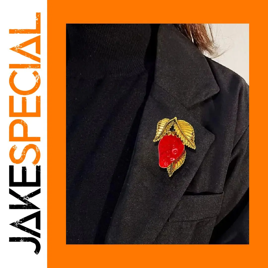 Strawberry Brooch by Drip Oil in Red or Bronze 1 Strawberry Brooch by Drip Oil in Red or Bronze