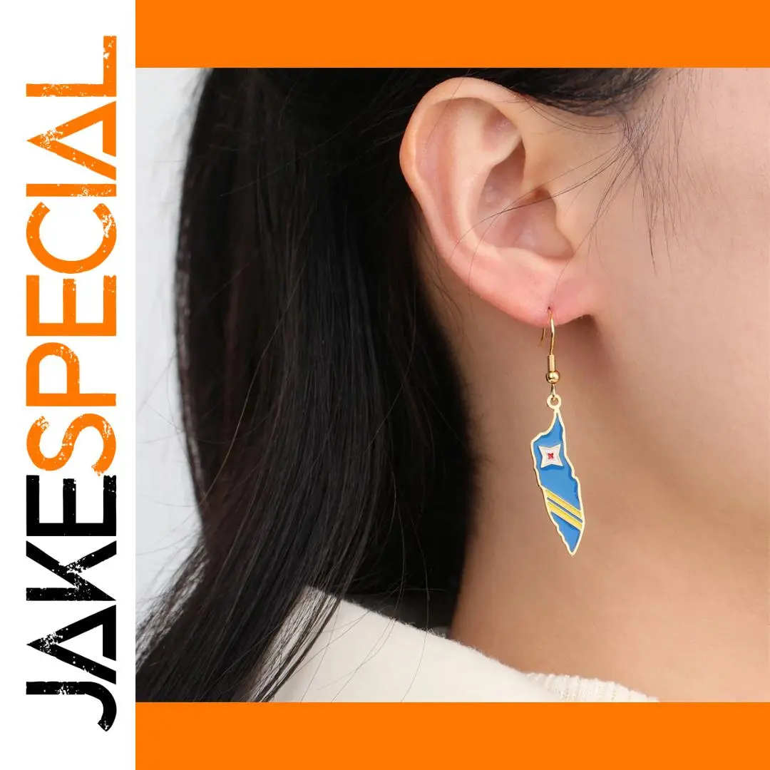 Stainless Steel Aruba Map Earrings 1 Stainless Steel Aruba Map Earrings