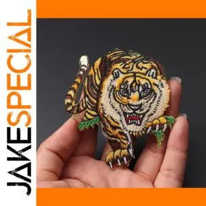 Fierce Tiger Descending Iron-On Patch 7.7x7 cm