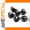 Six Black Guitar Amplifier Knobs with Aluminum Tops