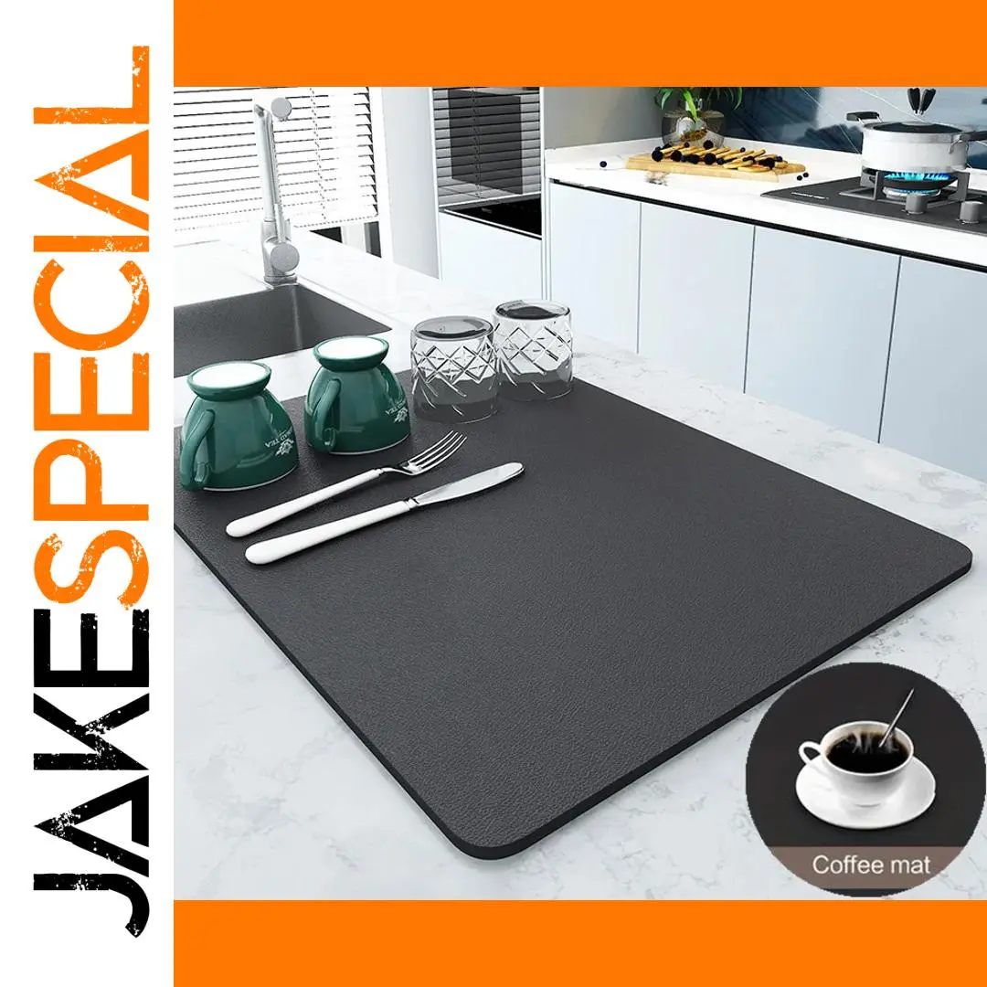 Black Kitchen Drain Mat with High Absorbency 1 Black Kitchen Drain Mat with High Absorbency