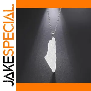 Stainless Steel Israel Palestine Map Necklace
