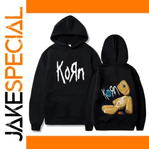 KORN Edgy Black Streetwear Hoodie