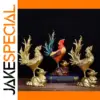 Decorative Gold Rooster Sculpture Pair with Vibrant Accents
