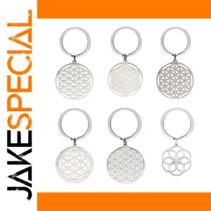 Stainless Steel Flower of Life Keychain