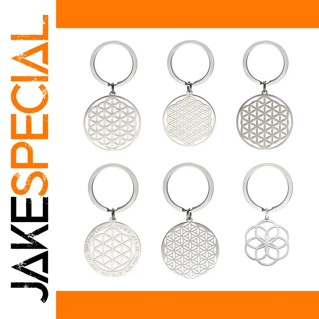 Stainless Steel Flower of Life Keychain 1 Stainless Steel Flower of Life Keychain
