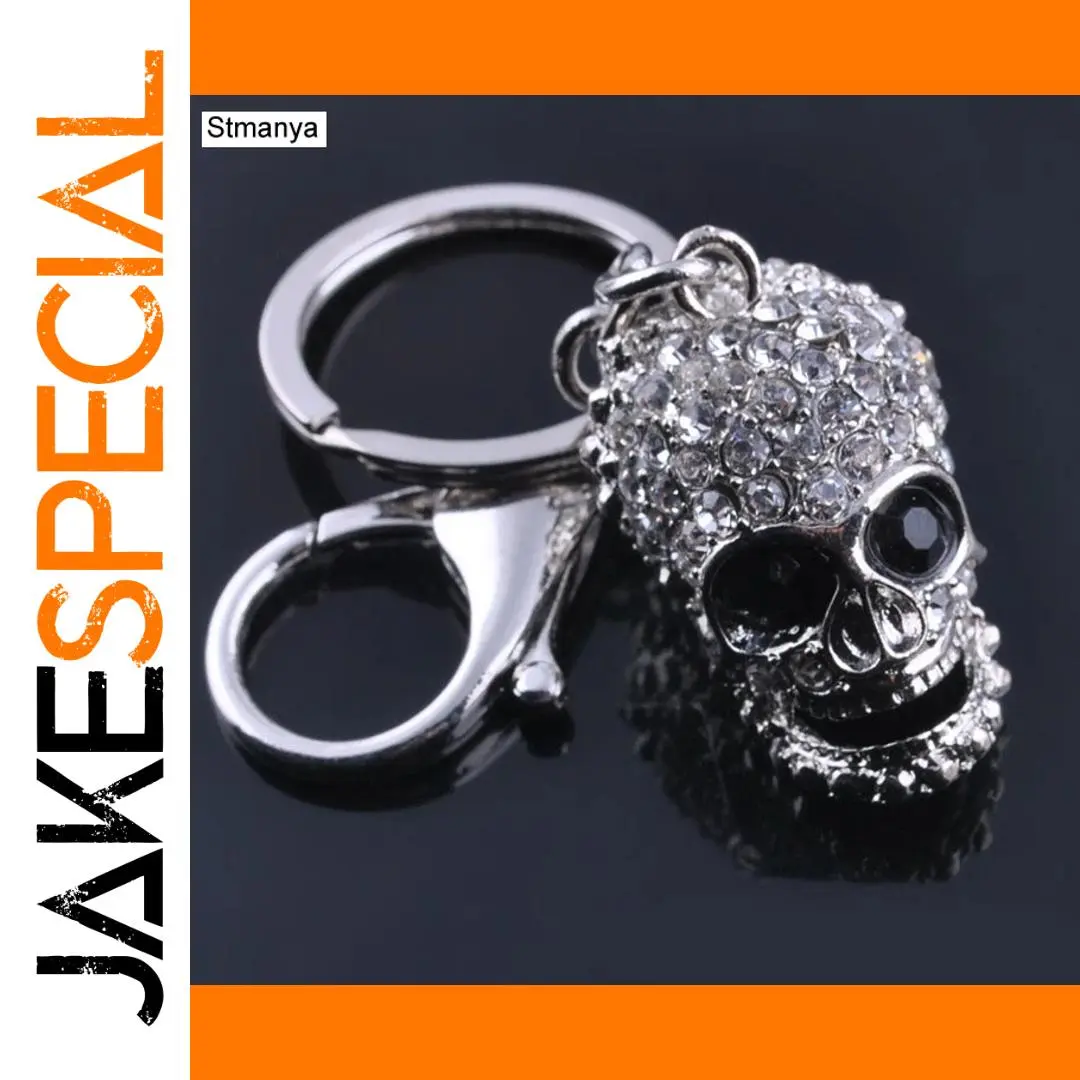 Sparkling Skull Key Holder with Rhinestones 1 Sparkling Skull Key Holder with Rhinestones