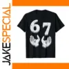 Black Graphic T-shirt with '67' & 3D Hands