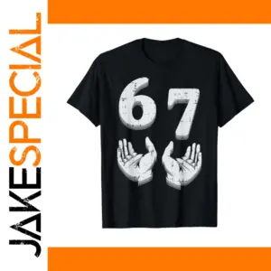 Black Graphic T-shirt with '67' & 3D Hands