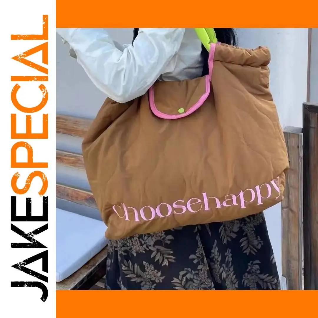 Brown Quilted Tote Bag with Pink Details 1 Brown Quilted Tote Bag with Pink Details