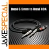 Black 6.35mm TS to RCA AUX Audio Cable 2m