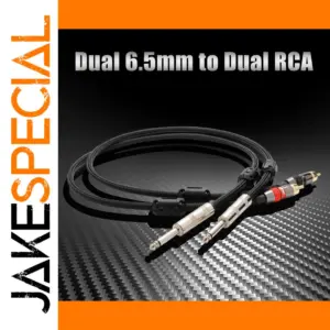 Black 6.35mm TS to RCA AUX Audio Cable 2m