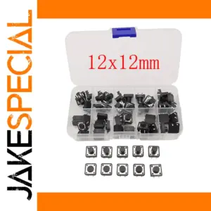 50-Pack Micro Tact Switches 12x12mm with DIP Pins