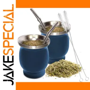 Blue Stainless Steel Tea Mug with Accessories