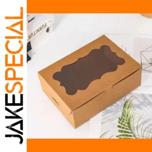 Set of 10 Rustic Brown Cake Carriers with Clear Windows