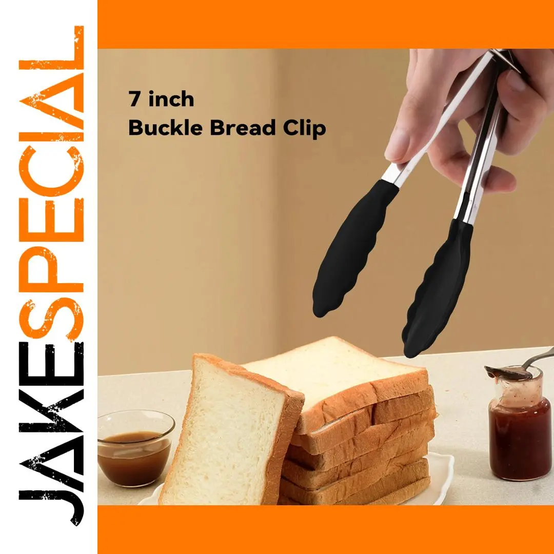 7-Inch Black Stainless Steel Kitchen Tongs 1 7-Inch Black Stainless Steel Kitchen Tongs