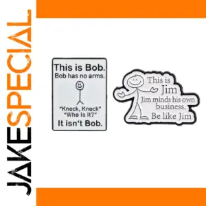 Humorous Cartoon Brooches with Text Features