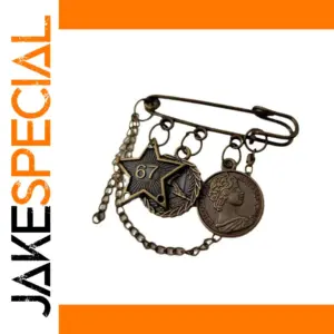 Vintage Punk Chain Pin Brooch with Charms