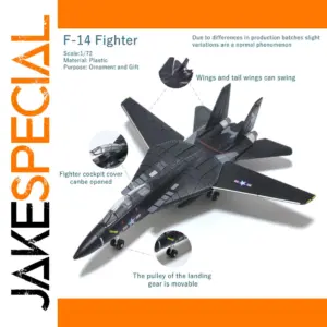 F-14 Fighter Jet Model 1/72 Scale Black