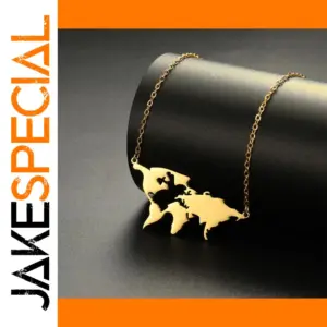 Stainless Steel World Map Necklace