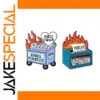 Funny Flame Trash Can Brooch for Style
