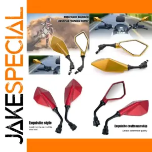 Universal Motorcycle Mirrors Set with Gold Borders