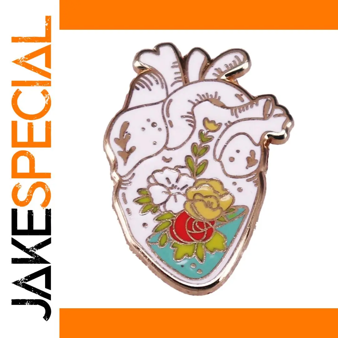 Flower Heart Copper Pin with Floral Accents 1 Flower Heart Copper Pin with Floral Accents