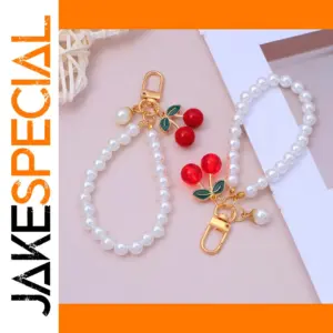 Pearl Chain Keychain with Cherry Charm