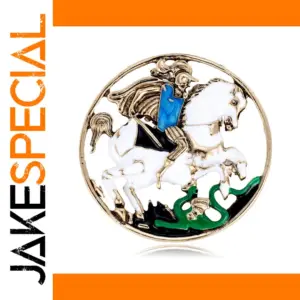 Medieval Knight Vintage Brooch with Color Accents