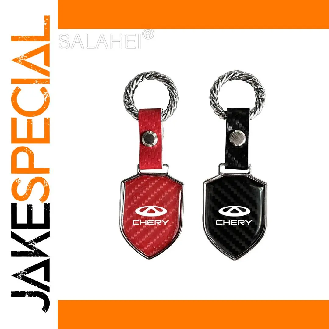 Chery Logo Shield Keychain in Red or Black 1 Chery Logo Shield Keychain in Red or Black