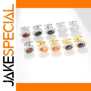 Elegant Unisex Gemstone Cufflink Set in Vibrant Colors
