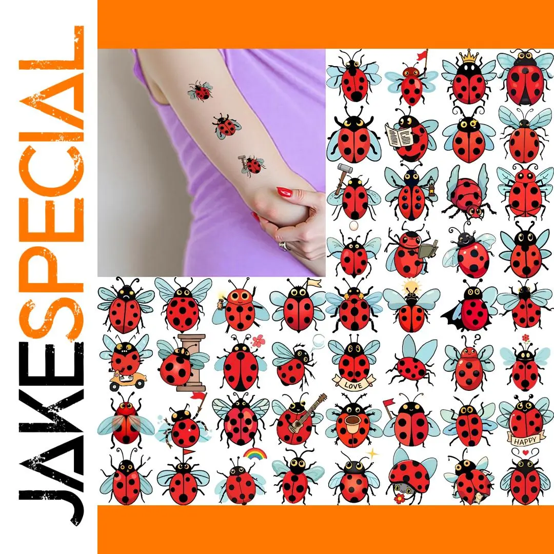 Vibrant Ladybug Temporary Tattoos (Set of 54) 1 Vibrant Ladybug Temporary Tattoos (Set of 54)