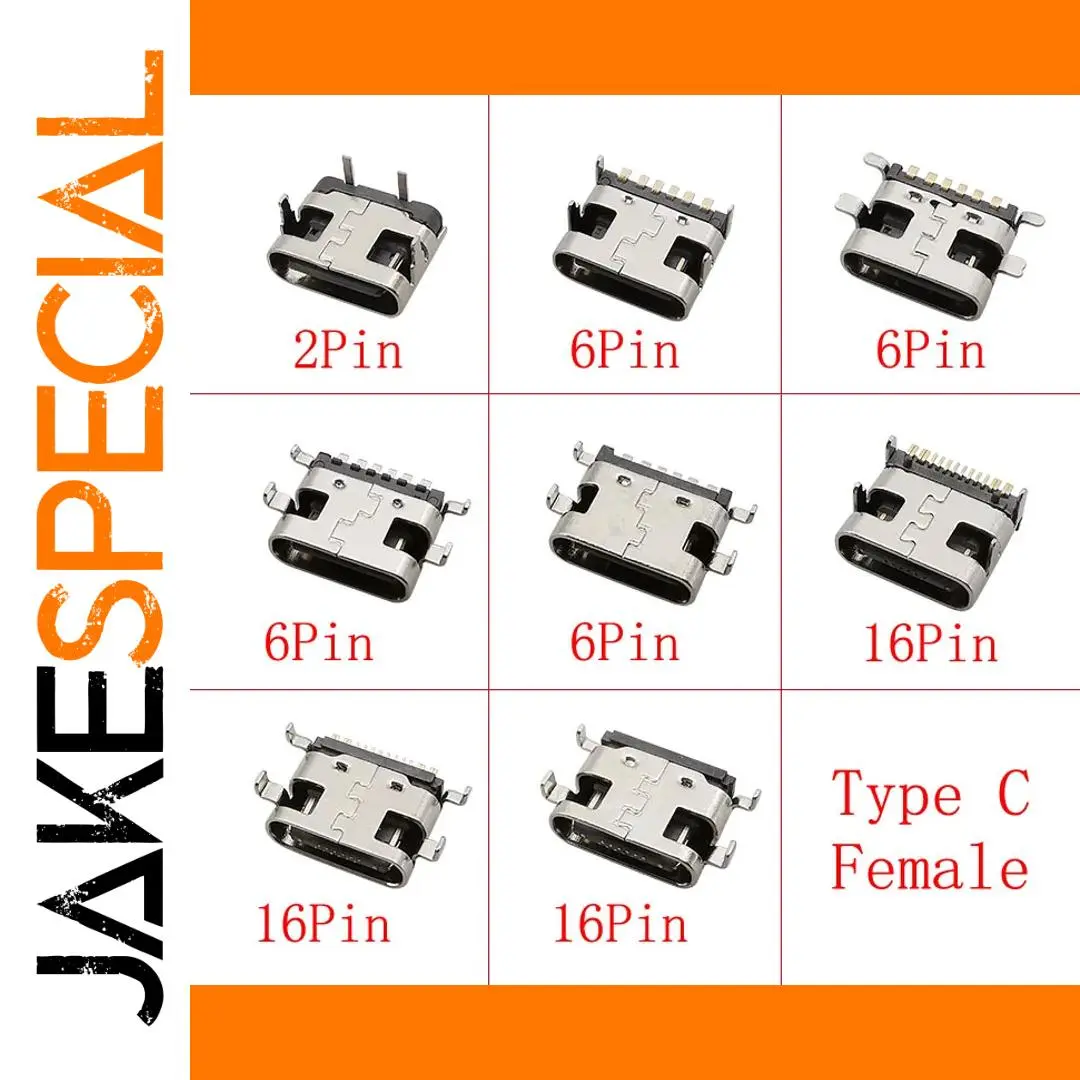 USB Type C Female Socket Connectors Set with 10 Pieces 1 USB Type C Female Socket Connectors Set with 10 Pieces
