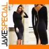 Knee-Length Bodycon Dress with Zipper Closure