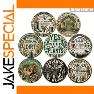 Vintage Floral Garden Plaque 8-inch Aluminum Decor