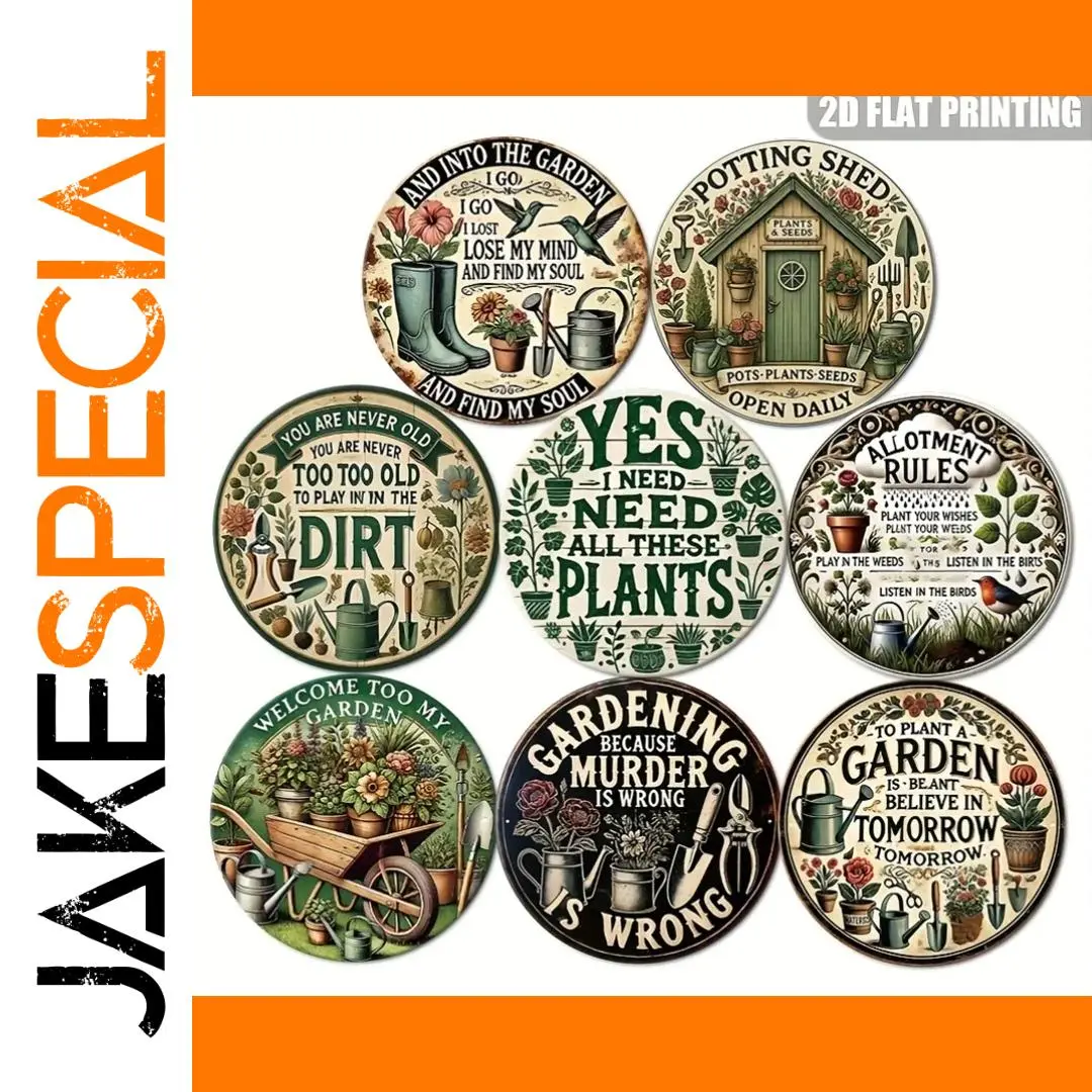 Vintage Floral Garden Plaque 8-inch Aluminum Decor 1 Vintage Floral Garden Plaque 8-inch Aluminum Decor