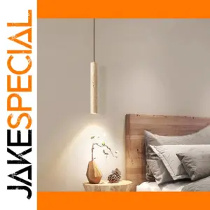 Japanese-Inspired LED Pendant Lamp in Yellow Travertine