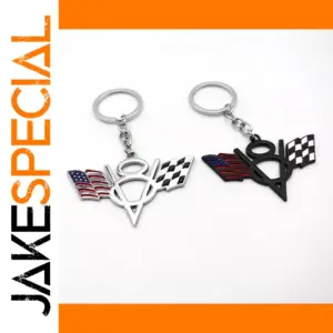 V8 Flag Logo 3D Keychain for Vehicles