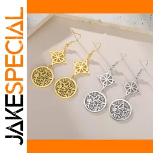 Stainless Steel Wicca Tetragrammaton Earrings