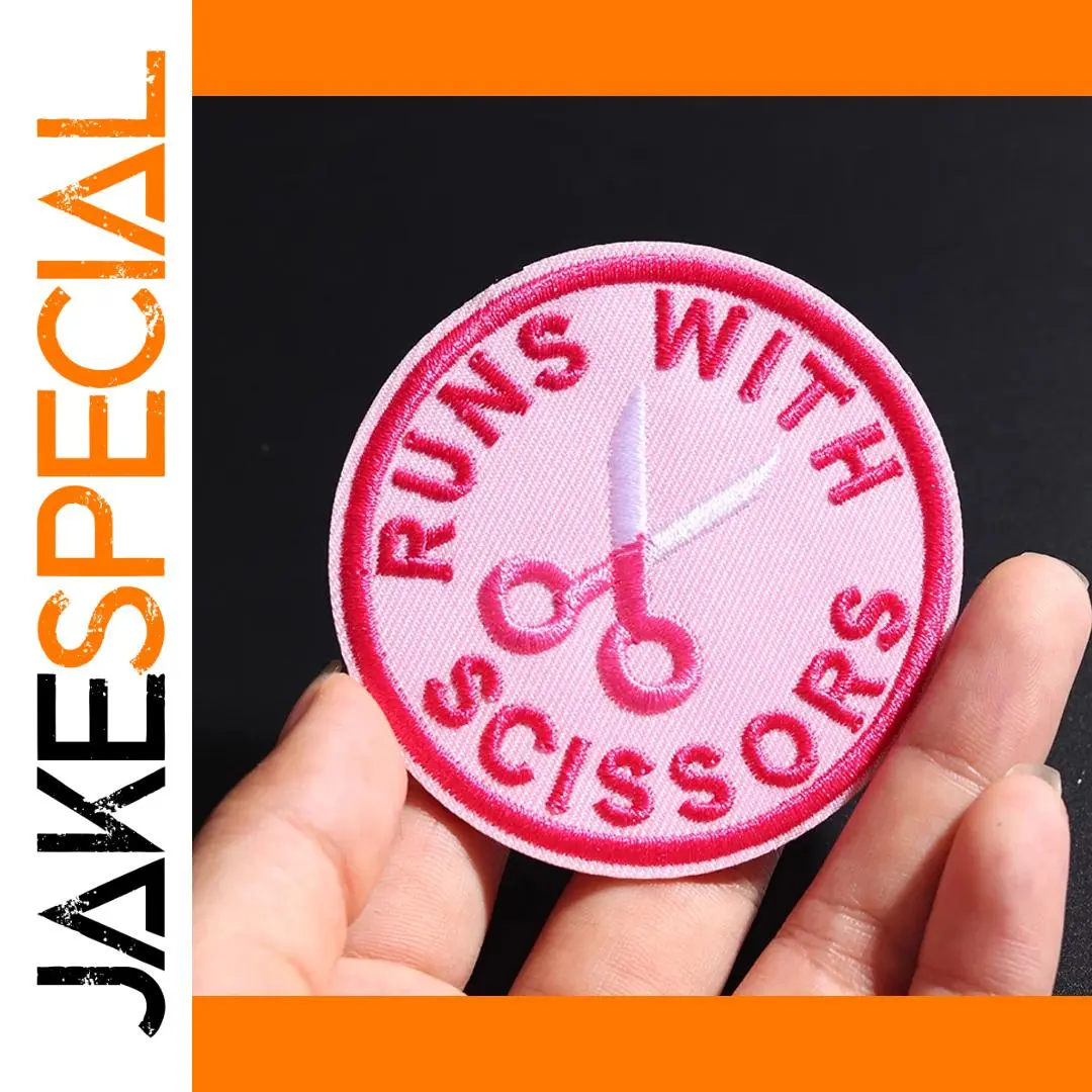 Pink Scissors Embroidered Patch 6.5 cm 1 Pink Scissors Embroidered Patch 6.5 cm