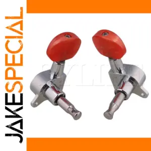 Chromed Folk Guitar Tuning Pegs with Red Knobs