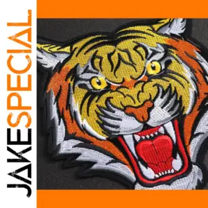 Tiger Head Embroidered Iron-On Patch 20x17.5 cm