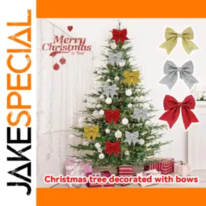 Festive Glitter Bowknot Christmas Ornaments Set