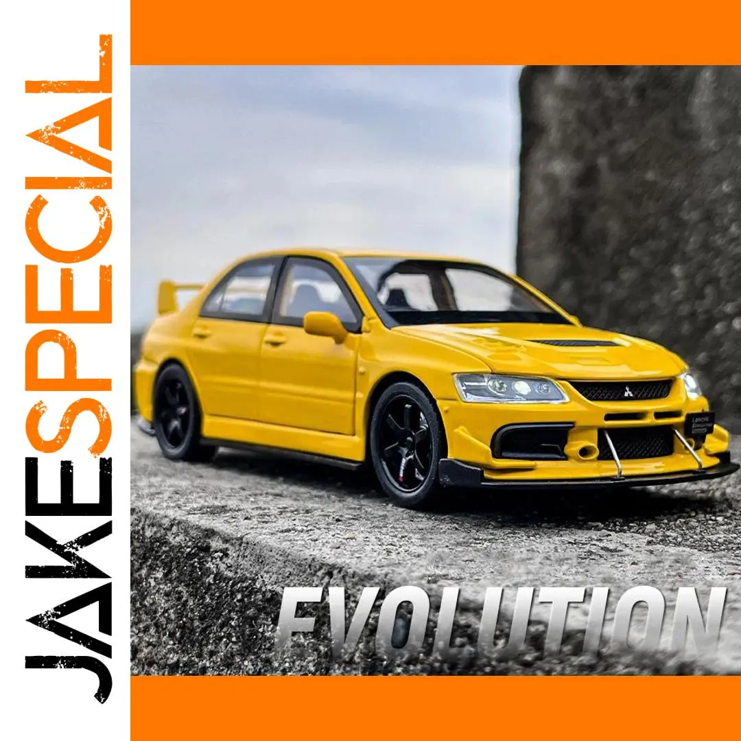 Vivid Yellow Mitsubishi EVO 1:32 Diecast Model 1 Vivid Yellow Mitsubishi EVO 1:32 Diecast Model