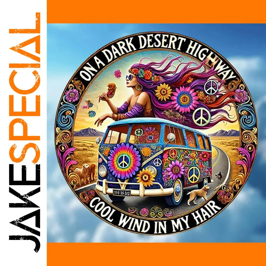 Vintage 8-Inch Psychedelic Desert Metal Sign 1 Vintage 8-Inch Psychedelic Desert Metal Sign