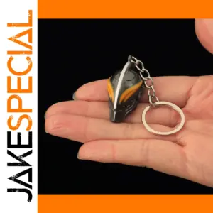 Black Gunmetal Keychain with Marbled Design