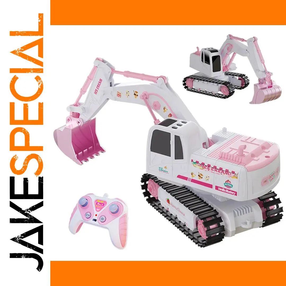 Pink RC Excavator for Kids 1/24 Scale 1 Pink RC Excavator for Kids 1/24 Scale