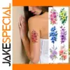Vibrant Floral and Peacock Temporary Tattoos Set