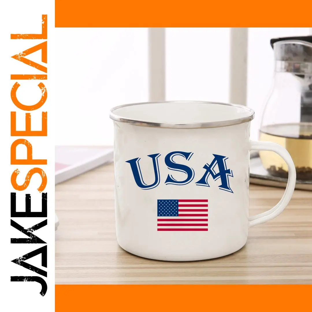 USA Patriot Enamel Mug with Flag Design 1 USA Patriot Enamel Mug with Flag Design