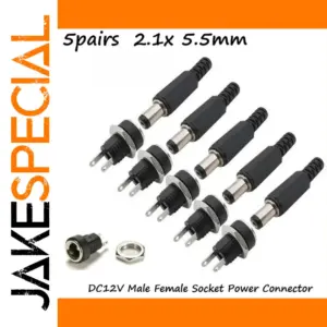 5-Pair DC Power Connectors Kit for 12V Devices